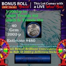 1-5 FREE BU Jefferson rolls with win of this2002-p 40 pcs Great Coney Island $2 Nickel Wrapper