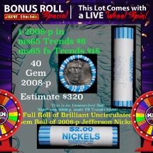 1-5 FREE BU Jefferson rolls with win of this 2008-p 40 pcs N.F. String & Son $2 Nickel Wrapper