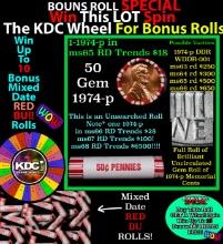 INSANITY The CRAZY Penny Wheel 1000s won so far, WIN this 1974-p BU RED roll get 1-10 FREE