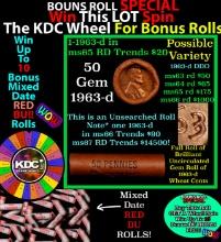 INSANITY The CRAZY Penny Wheel 1000s won so far, WIN this 1963-d BU RED roll get 1-10 FREE