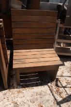 Outdoor Wooden Benches with Red Cushions