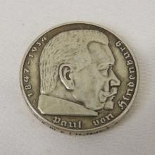 1936 German 5 Deutsche Reich Silver Coin
