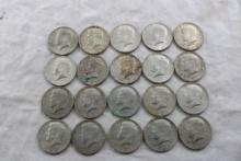 20 Kennedy Half Dollars '65-'69 40% Silver