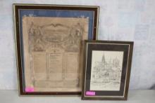 1861 Civil War Historical Document Framed
