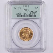 Certified 1911-C Canada gold sovereign