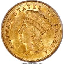Certified 1861 U.S. $3 princess gold coin