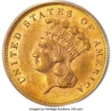 Certified 1862 U.S. $3 princess gold coin
