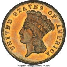 Certified 1868 U.S. $3 princess gold coin
