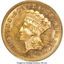 Certified 1883 U.S. $3 princess gold coin