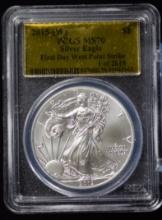 2015-W American Silver Eagle PCGS MS70 FDI Gold Label