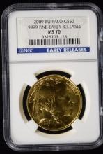 2009 $50 Gold Buffalo Early Release NGC MS-70