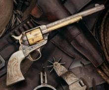 Engraved Antique Colt Single Action Army Revolver