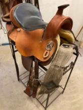 16" Crest Ridge Saddlery Ardent Series horse saddle , 34" cinch & saddle bag