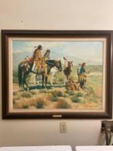 "Home Of Their Fathers" framed, signed Ed Homes art. 39"T x 49" W x 2.5"D