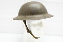 WWI British/ American MkI Brodie Helmet W/ Liner & Strap, By W. Hutton & Sons