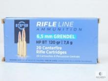 20 Rounds PPU Rifle Line 6.5 Grendel 120 Grain HP BT