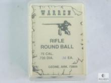 9 Rounds Warren 75 Cal. Rifle Round Ball