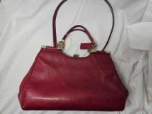 Red Leather Coach Bag and wallet. Bag Measures approx. 13 x 6 x 8.