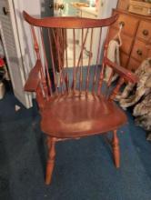 (DBR2) NICHOLS & STONE WOOD SPINDLE BACK ARM CHAIRS. MARKED ON THE BOTTOM. IT MEASURES 25"W X 21"D X