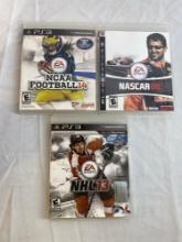 Preowned 3 Playstation 3 games: NCAA Football 14?, NASCAR 08?, NHL 13?