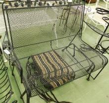Wrought Iron Glider with Cushion