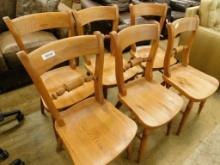 6 Pine Sold Bottom Chairs - One Money