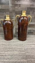 2) DECORATIVE BRASS JUGS