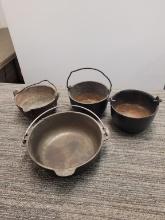 CAST IRON SMELTING CAULDRONS & 2QT POT