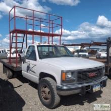 1997 GMC 3500, 6.5L DIESEL, 4X4, DUALLY, SINGLE CAB, 11FT FLAT BED WITH TOWER
