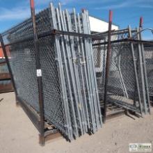 1 ASSORTMENT. TEMPORARY FENCE PANELS, APPROX 20EA, 10FT WIDE X 6FT HIGH, WITH 2EA STORAGE RACKS
