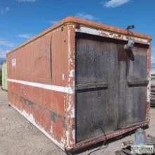 TRACKED VEHICLE CARGO BOX, ALUMINUM AND STEEL CONSTRUCTION, APPROX 8FT 4IN WIDE X 18FT 5IN LONG X 7F