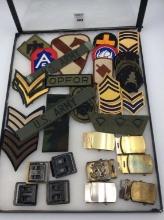 Collection of Various Military Patches & Belt
