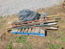 PALLET OF MISC. BARBWIRE AND FENCE POST