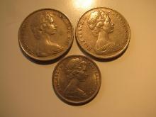 Foreign Coins:  Australia 1960,70 10 , 1968 5 Cents