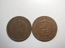 Foreign Coins: 1965 & 70Communist Czechoslovakia 50 unit coins