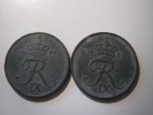Foreign Coins: Denmark 1957 & 1961 5 Ores