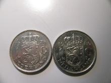Foreign Coins: Netherlands 1978 & 1980 1 Guldens