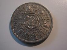 Foreign Coins: 1957 Great Britain 2 Shillings