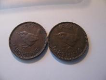 Foreign Coins: 1937 & 1944 (WWII) Great Britain Farthings