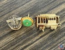 (3) gold pins 0.41 oz (trolley is 14K)<br />