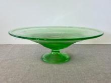 Vintage Uranium Glass Pedestal Dish