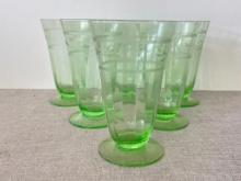 Group of 6 Uranium/Vaseline Glasses