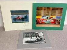 Group of 3 Matted Autographed Racing Photos