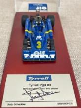 Autographed and Numbered Tyrell P34 #3 1976 Swedish Grand Prix Winner Jody Scheckter Die Cast Car