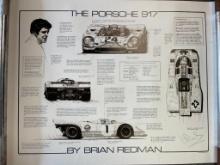 Signed Porsche 917 Techinical Poster by Brian Redman