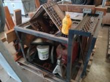 Metal Jack, Gas Can, Plastic Crate, Scrap Wood