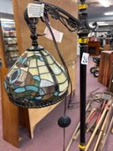 ornate light, glass floor lamp, newer and nice