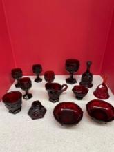 Cape Cod and ruby red goblets bells
