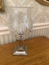 Lovely Waterford Hurricane candle holder with silver bottom