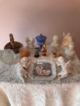 Figurines, Angel lamp, sisters plate, etc